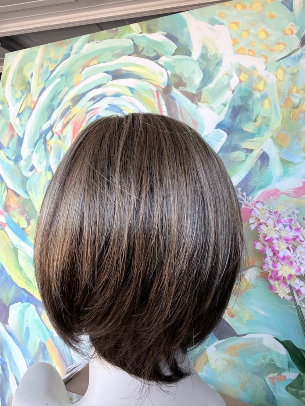 Natural-Look Short Bob Wig in Chocolate Frost - Unlabeled Brand - Picture 5 of 6